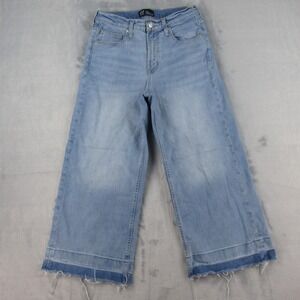 Gap Denim Women 8/29S High Rise Wide Leg Crop Light Wash Raw Hem Jeans